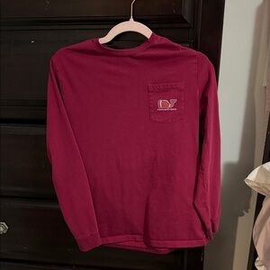 Vineyard Vines Men's Burgundy Long Sleeve Tee